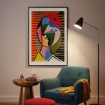 Large Framed Mid Century Modern Wall Art, Vertical Abstract Colorful Eclectic Pi... - Image 8