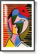 Large Framed Mid Century Modern Wall Art, Vertical Abstract Colorful Eclectic Pi... - Image 9