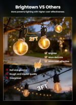 Brightown 108FT 52LED Solar String Lights Outdoor with Remote & USB Port, Shatte... - Image 3