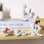 JEYUME Reading Women Decor Sculpture, 3pcs Simple Resin Abstract Statue Home Dec... - Image 4