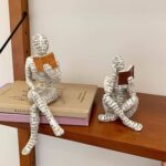 JEYUME Reading Women Decor Sculpture, 3pcs Simple Resin Abstract Statue Home Dec... - Image 6