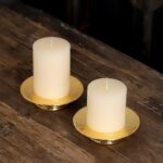 Ceramic Gold Candle Holders Set 2 Modern Pillar Candle Stand Candle plate Table ... - Image 3