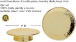 Ceramic Gold Candle Holders Set 2 Modern Pillar Candle Stand Candle plate Table ... - Image 5