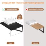 Heimlove Black Deep Floating Shelves for Wall, 16W x 12D Wood Wall Shelves Set o... - Image 4
