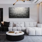 Wall Art Canvas Modern Abstract Wall Art 100% Hand-Painted Black and White Abstr... - Image 4