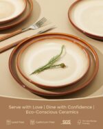 Pokini Ceramic Dishes Set for 8, 24 Piece Stoneware Dinnerware Sets, Chip and Sc... - Image 4