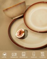 Pokini Ceramic Dishes Set for 8, 24 Piece Stoneware Dinnerware Sets, Chip and Sc... - Image 5