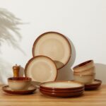 Pokini Ceramic Dishes Set for 8, 24 Piece Stoneware Dinnerware Sets, Chip and Sc... - Image 6