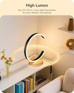 EDISHINE LED Table Lamp, C-Shaped Modern Lamps for Nightstand with 3 Color Tempe... - Image 4