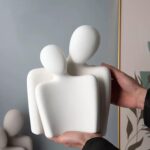 Hugging Couple Statues Ceramic Lover Figurine Characters Book Shelf Coffee Table... - Image 3