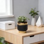 LB Black Gold Ceramic Planters for Indoor Plants, Succulent Plant Pots Ceramic P... - Image 3
