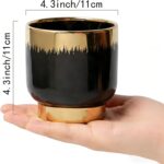 LB Black Gold Ceramic Planters for Indoor Plants, Succulent Plant Pots Ceramic P... - Image 4