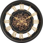 CLXEAST 24 Inch Wall Clock with Moving Gears, Large Roman Numeral Gear Clock for... - Image 3