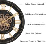 CLXEAST 24 Inch Wall Clock with Moving Gears, Large Roman Numeral Gear Clock for... - Image 5