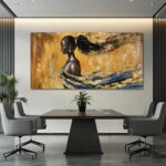 YETHEN WAL Luxury Black Woman Wall Art Textured Canvas Prints Modern Elegant Art... - Image 3
