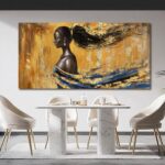 YETHEN WAL Luxury Black Woman Wall Art Textured Canvas Prints Modern Elegant Art... - Image 4
