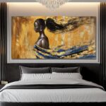 YETHEN WAL Luxury Black Woman Wall Art Textured Canvas Prints Modern Elegant Art... - Image 5