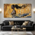 YETHEN WAL Luxury Black Woman Wall Art Textured Canvas Prints Modern Elegant Art... - Image 7