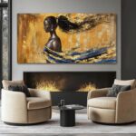 YETHEN WAL Luxury Black Woman Wall Art Textured Canvas Prints Modern Elegant Art... - Image 8