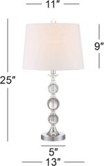 360 Lighting Solange 25" High Modern Glam Luxury Table Lamps Set of 2 Silver Fin... - Image 5