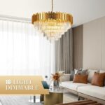 18-Lights 6 Tiers Gold Crystal Chandeliers Luxury 31.5" Modern Crystal Pendant C... - Image 3