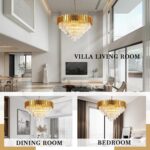 18-Lights 6 Tiers Gold Crystal Chandeliers Luxury 31.5" Modern Crystal Pendant C... - Image 8