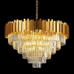 18-Lights 6 Tiers Gold Crystal Chandeliers Luxury 31.5" Modern Crystal Pendant C... - Image 9