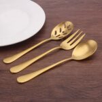 Matte Gold Serving Set，SHARECOOK 5-Piece 18/0 Stainless Steel Large Hostess Set ... - Image 6