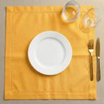 Palisa Mustard Polyester Cloth Dinner Napkins with Hemstitched Design Pack of 12... - Image 4