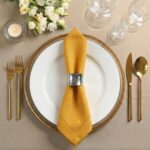 Palisa Mustard Polyester Cloth Dinner Napkins with Hemstitched Design Pack of 12... - Image 5