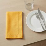 Palisa Mustard Polyester Cloth Dinner Napkins with Hemstitched Design Pack of 12... - Image 7