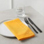 Palisa Mustard Polyester Cloth Dinner Napkins with Hemstitched Design Pack of 12... - Image 8