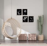 Set of 4 Black and White Flower Plant Wall Art Prints - Vintage Style Wall Decor... - Image 4