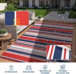 GAOMON 9x12 Outdoor Large Rug for Patio Plastic Straw Rug Waterproof Geometric S... - Image 8