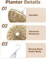 Leaf&lull Macrame Plant Hanger Hanging Basket with Metal Frame Plant Hanger Hang... - Image 6