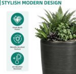 22.8" Tall Planters Set of 2, High-Density Resin Brushed Outdoor Pots for Plants... - Image 7