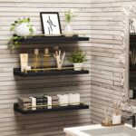 RYOFOBETTO Floating Shelves for Wall Decor, Black and Gold Shelves for Bathroom,... - Image 3