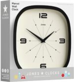 JONES CLOCKS® Pulsar wall Clock | Square Rounded Retro Clock | 10 inch | Blue | ... - Image 9