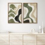 Ashbrook Framed Canvas Print Wall Art Set Earth Tone Abstract Waves Olive Green ... - Image 5