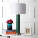 SAFAVIEH Lighting Collection – Set of 2 Ollie Modern Contemporary Dark Green Fau... - Image 4