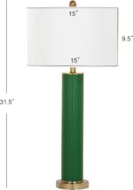 SAFAVIEH Lighting Collection – Set of 2 Ollie Modern Contemporary Dark Green Fau... - Image 5