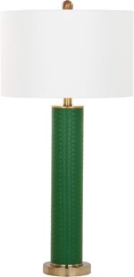 SAFAVIEH Lighting Collection – Set of 2 Ollie Modern Contemporary Dark Green Fau... - Image 6