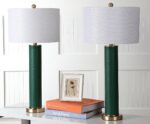 SAFAVIEH Lighting Collection – Set of 2 Ollie Modern Contemporary Dark Green Fau... - Image 7