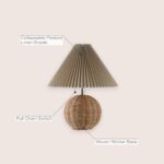 JONATHAN Y 17.25" Natural/Chrome/Dark Beige Sphere Table Lamp, Mid-Century Bedsi... - Image 3