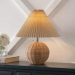 JONATHAN Y 17.25" Natural/Chrome/Dark Beige Sphere Table Lamp, Mid-Century Bedsi... - Image 4