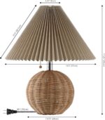 JONATHAN Y 17.25" Natural/Chrome/Dark Beige Sphere Table Lamp, Mid-Century Bedsi... - Image 5
