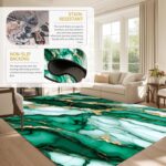 Green Gold Marble Rugs: 4x6 Feet Modern Abstract Area Rug Emerald Green Aestheti... - Image 5