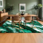Green Gold Marble Rugs: 4x6 Feet Modern Abstract Area Rug Emerald Green Aestheti... - Image 7