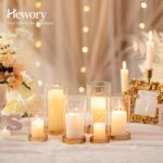 Hewory Hurricane Candle Holder for Pillar Candles: Gold Votive Candle Holders Se... - Image 5