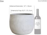 Olly & Rose Barcelona Ceramic Plant Pot Large 25cm 10 Inch - Light Grey Off Whit... - Image 4